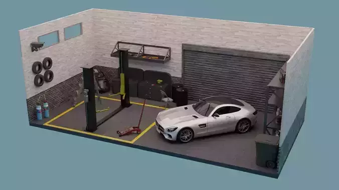 Car Garage with Tools 3D model