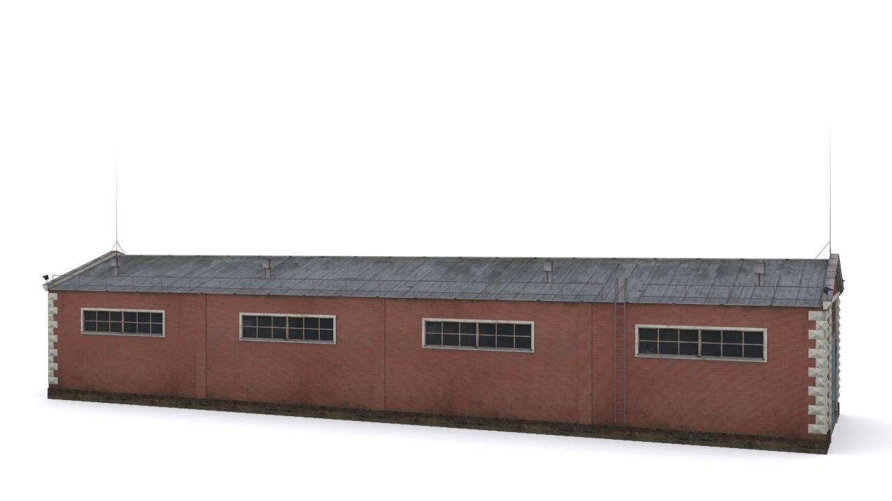 old factory floor Low-poly 3D model_2