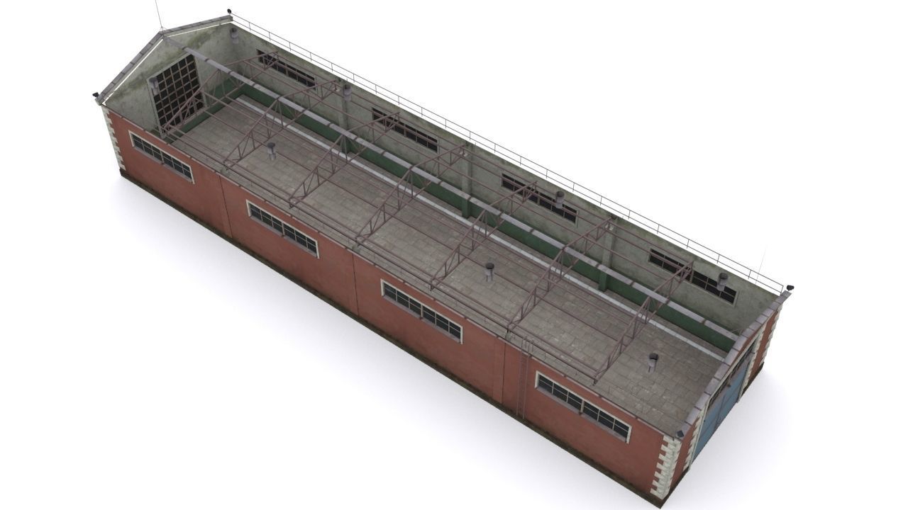 old factory floor Low-poly 3D model_5
