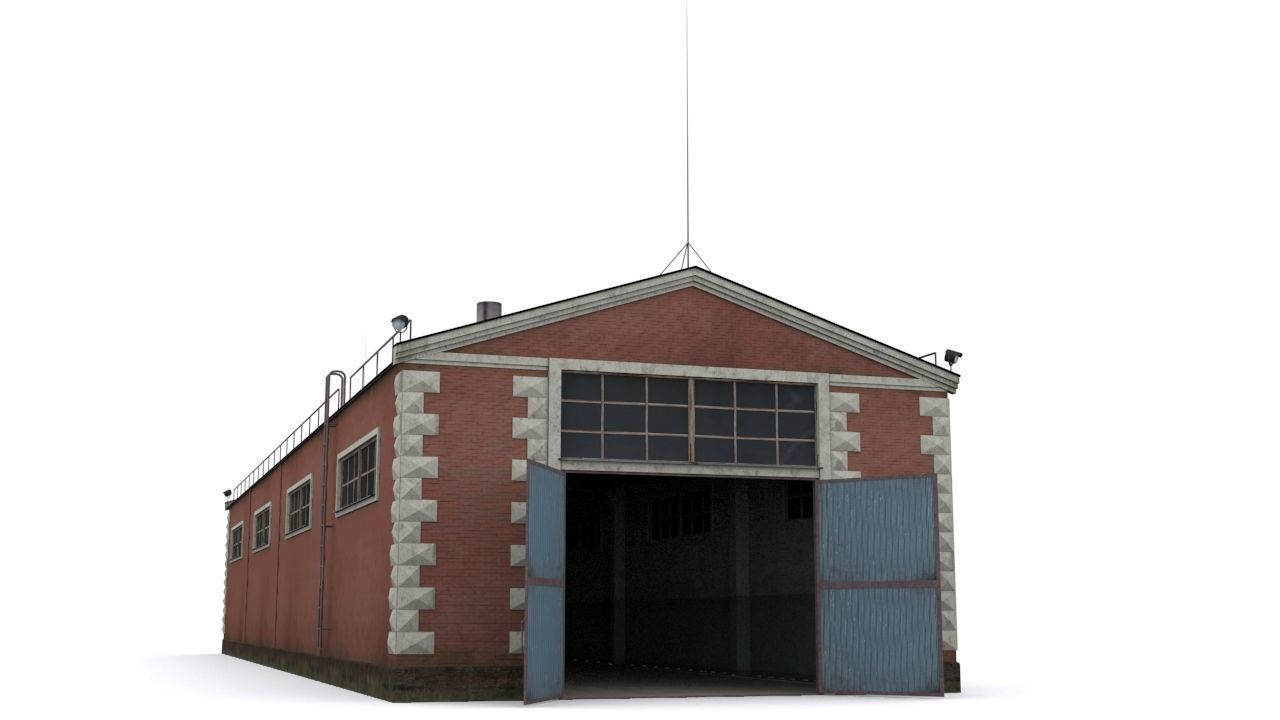 old factory floor Low-poly 3D model_1