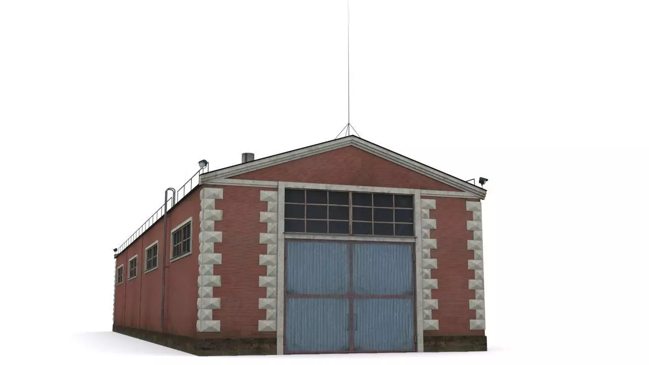 old factory floor Low-poly 3D model_0