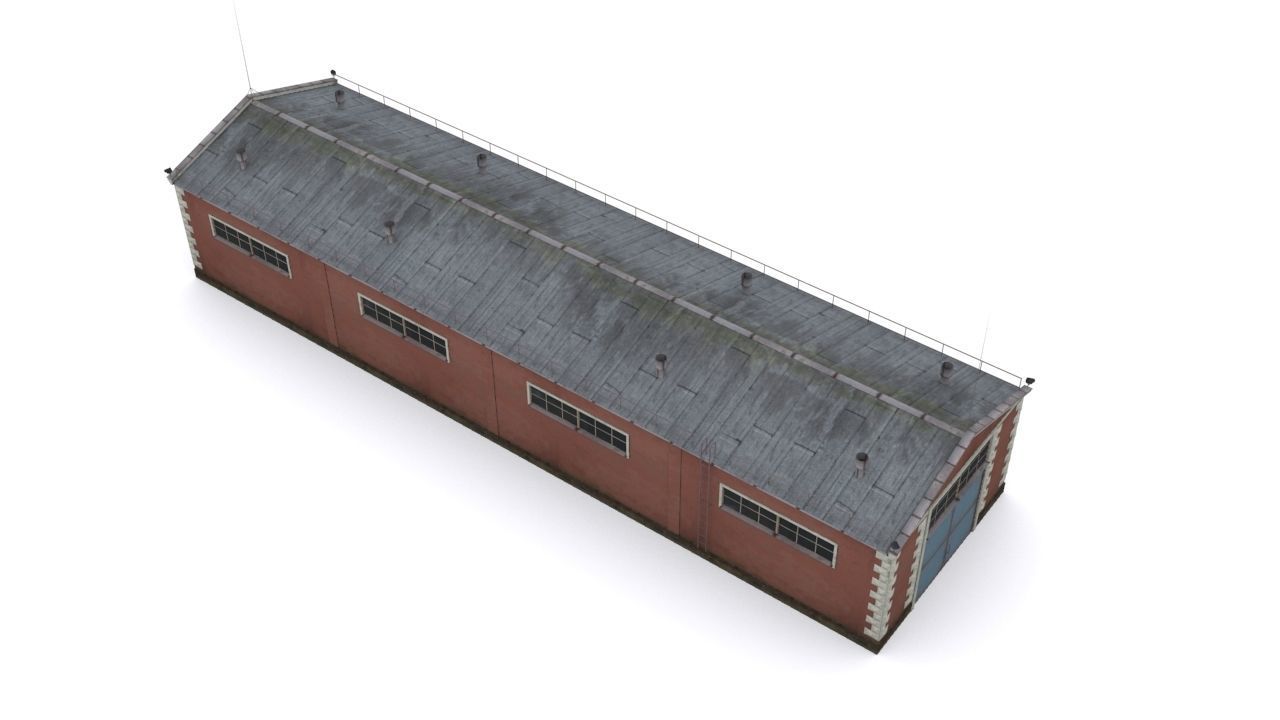 old factory floor Low-poly 3D model_4