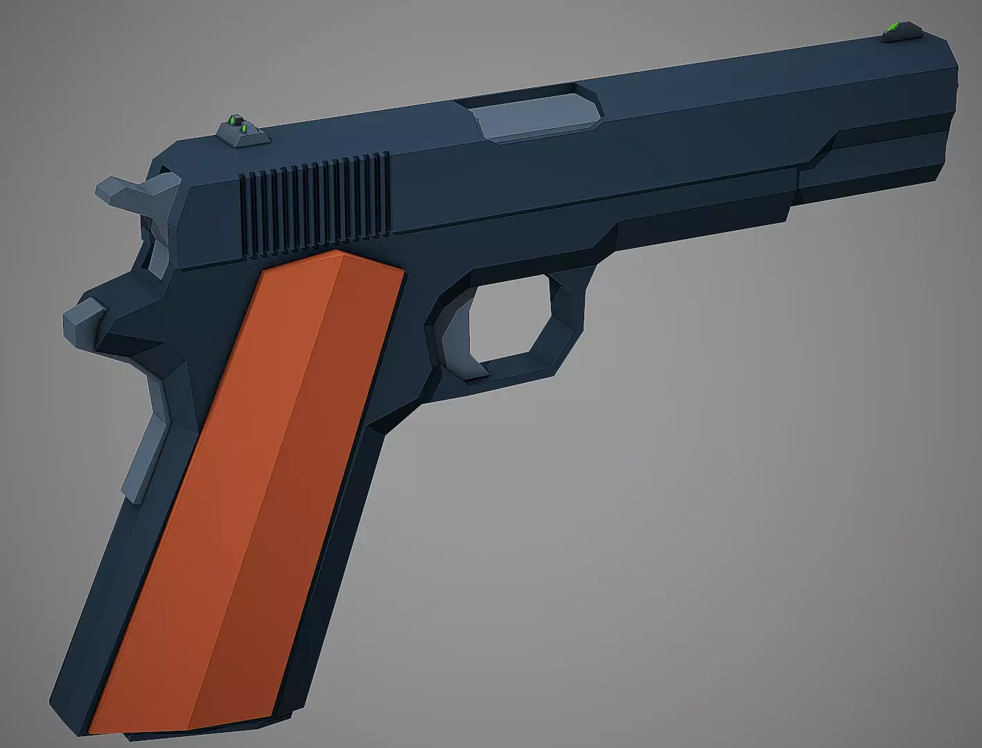 Stylized Colt 1911 Pistol Low Poly Mobile Ready Low-poly 3D model_0