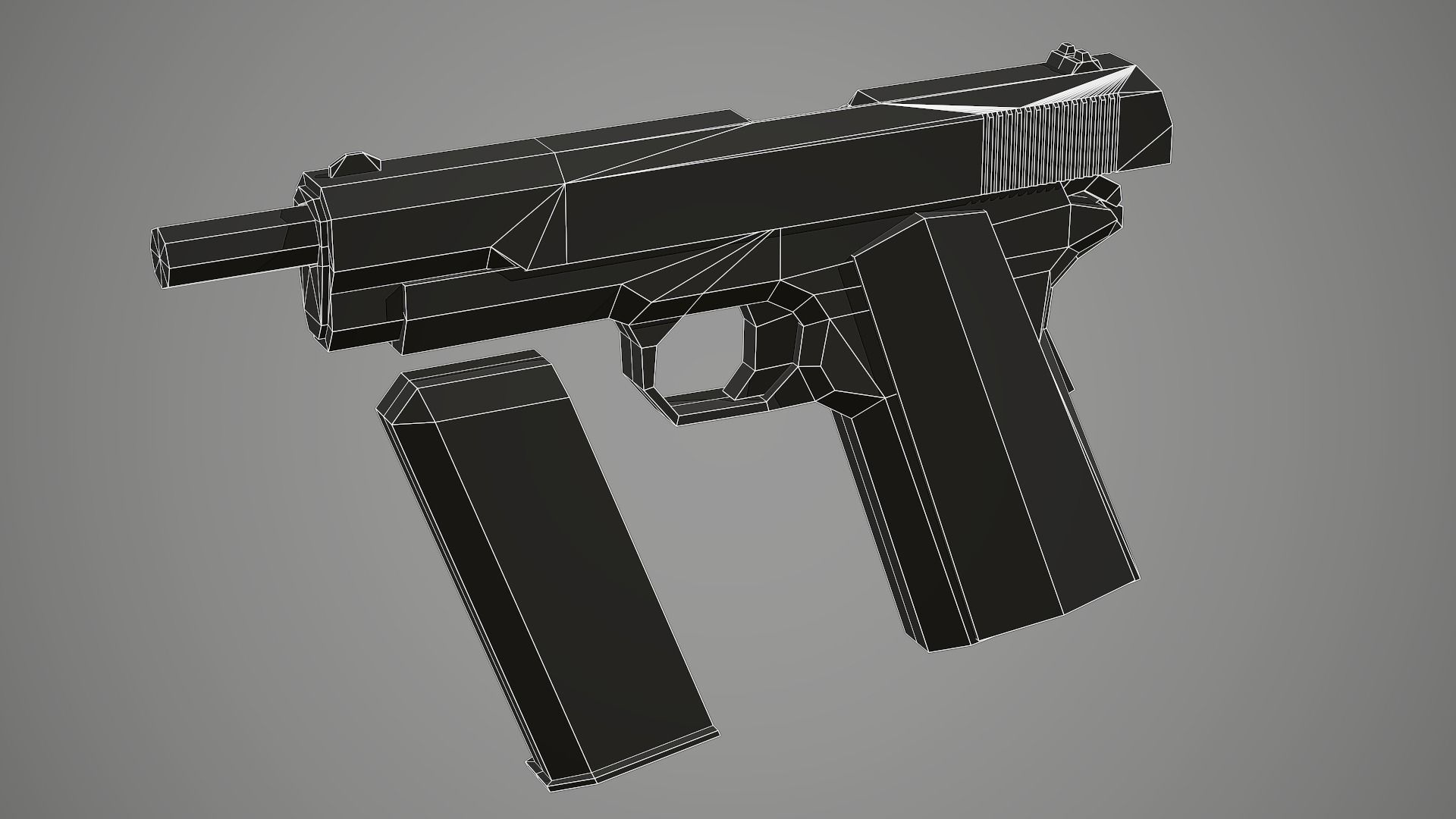 Stylized Colt 1911 Pistol Low Poly Mobile Ready Low-poly 3D model_9