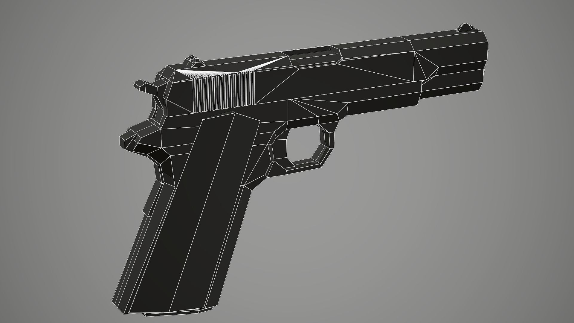 Stylized Colt 1911 Pistol Low Poly Mobile Ready Low-poly 3D model_6