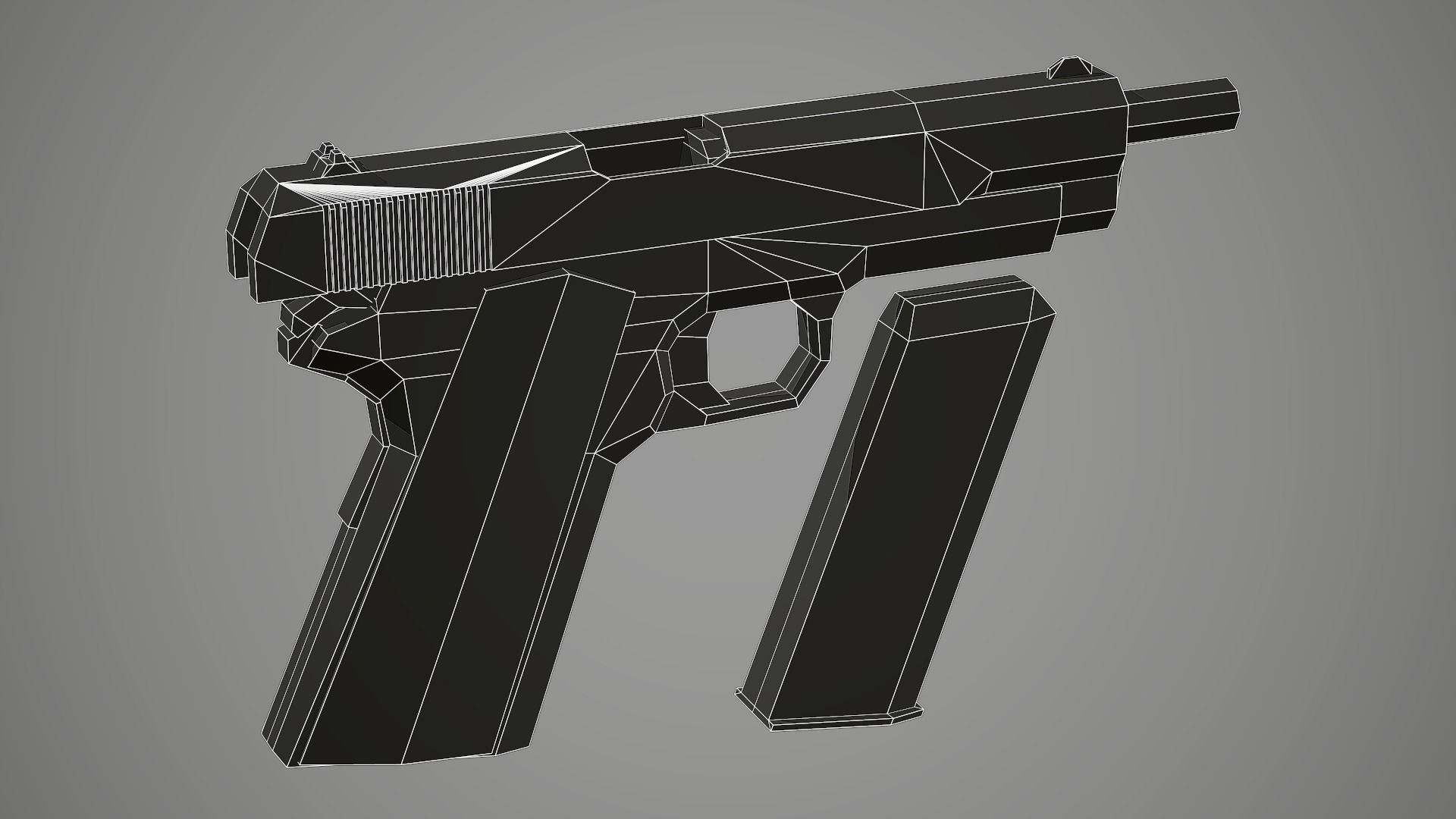 Stylized Colt 1911 Pistol Low Poly Mobile Ready Low-poly 3D model_8