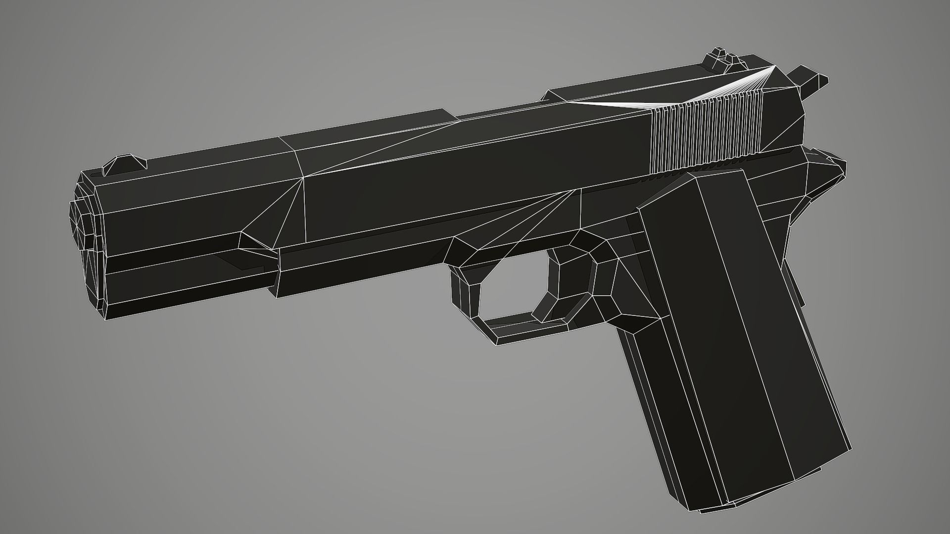 Stylized Colt 1911 Pistol Low Poly Mobile Ready Low-poly 3D model_7