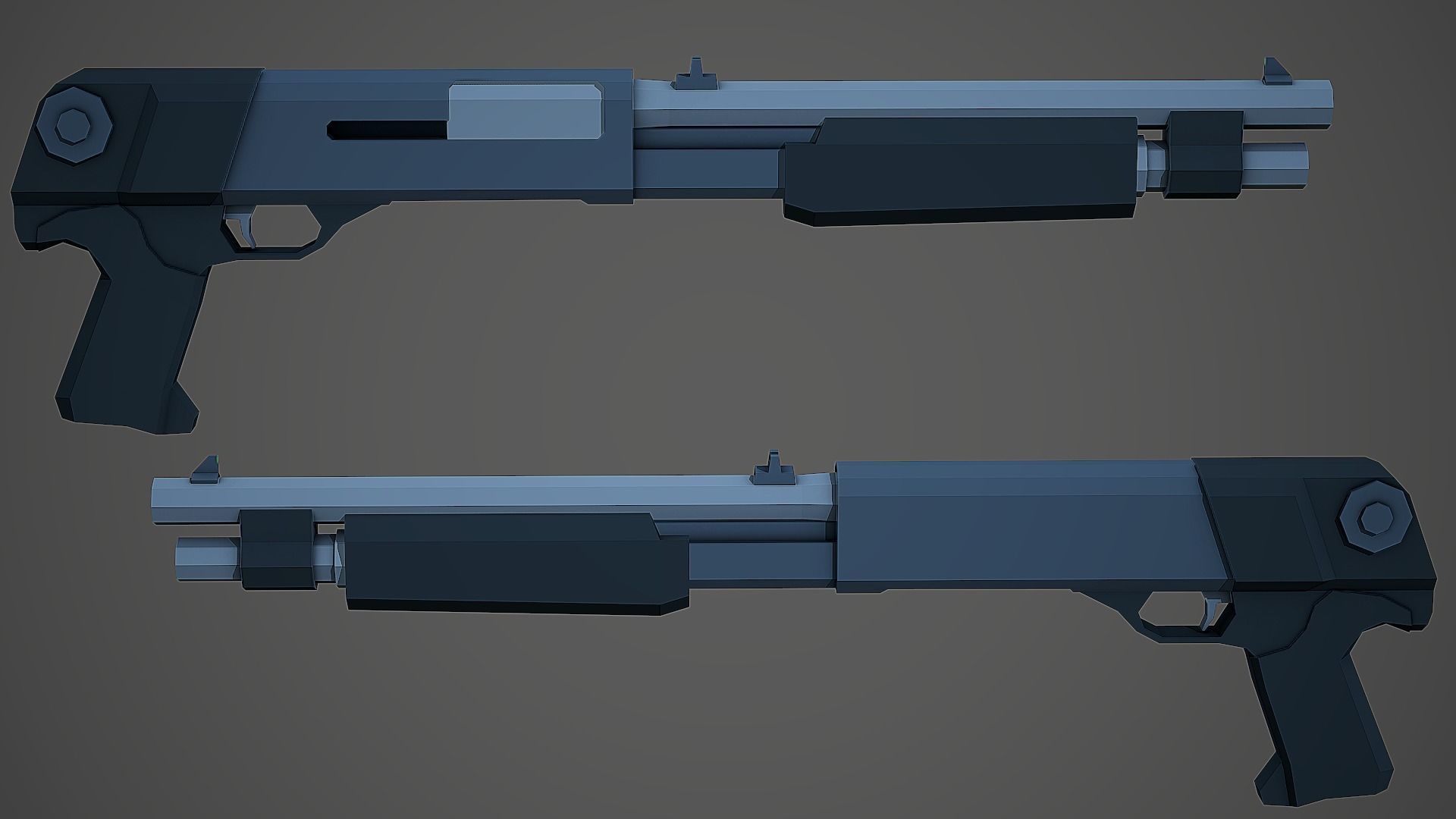 Stylized M56B Shotgun Low Poly Mobile Ready Low-poly 3D model_3