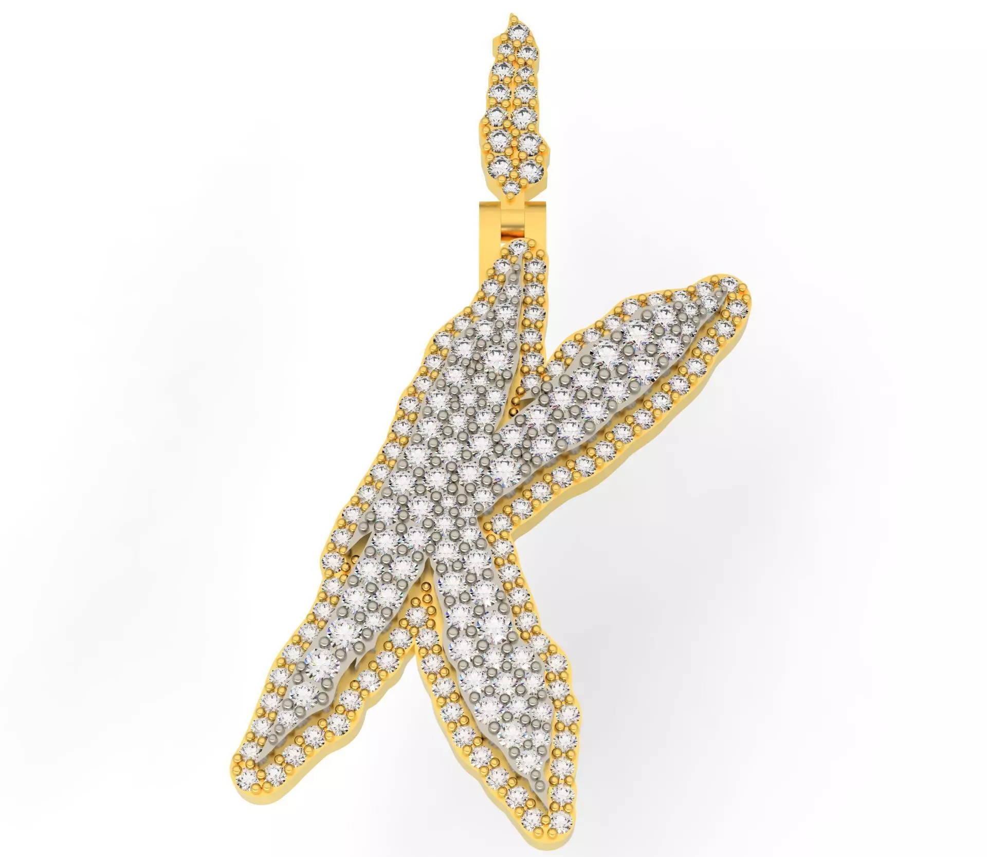 FLOWER SETTING LETTER K 3D print model_0