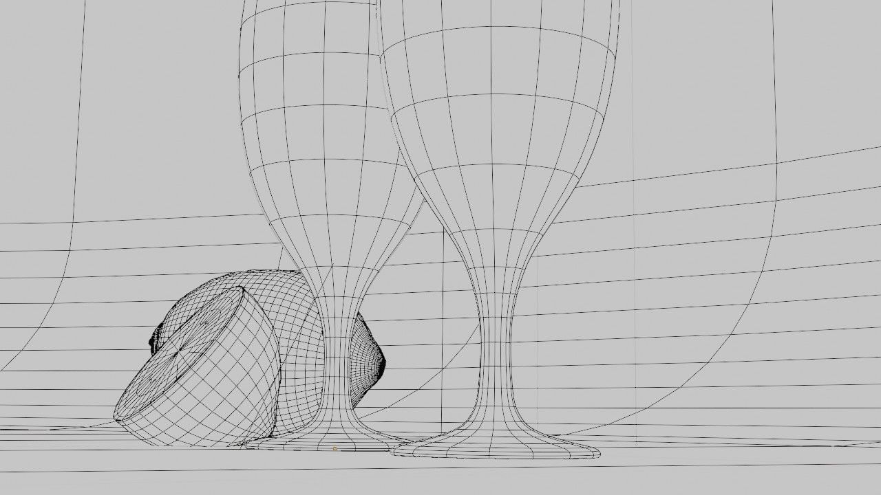 glass of lemon juice with lemons 3D model_12