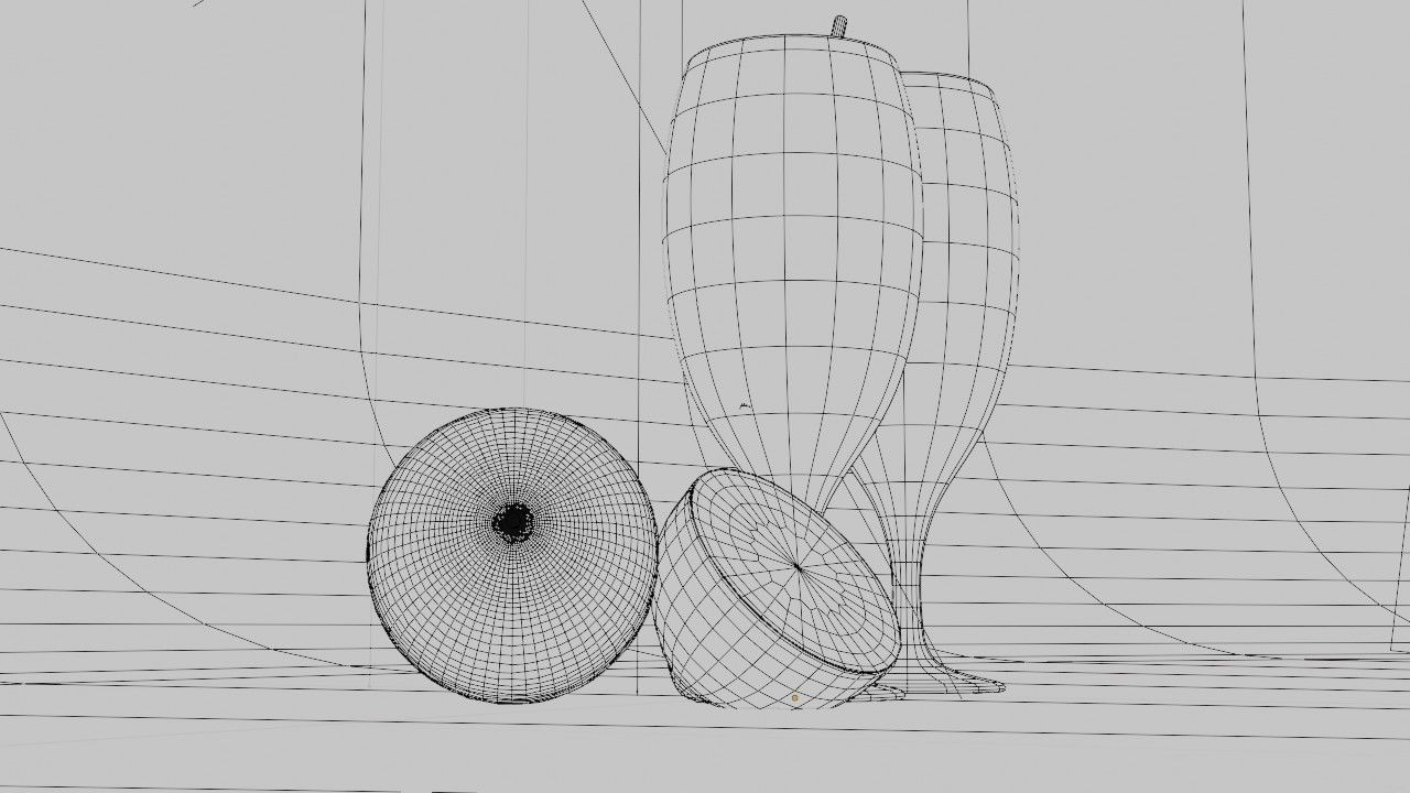 glass of lemon juice with lemons 3D model_8