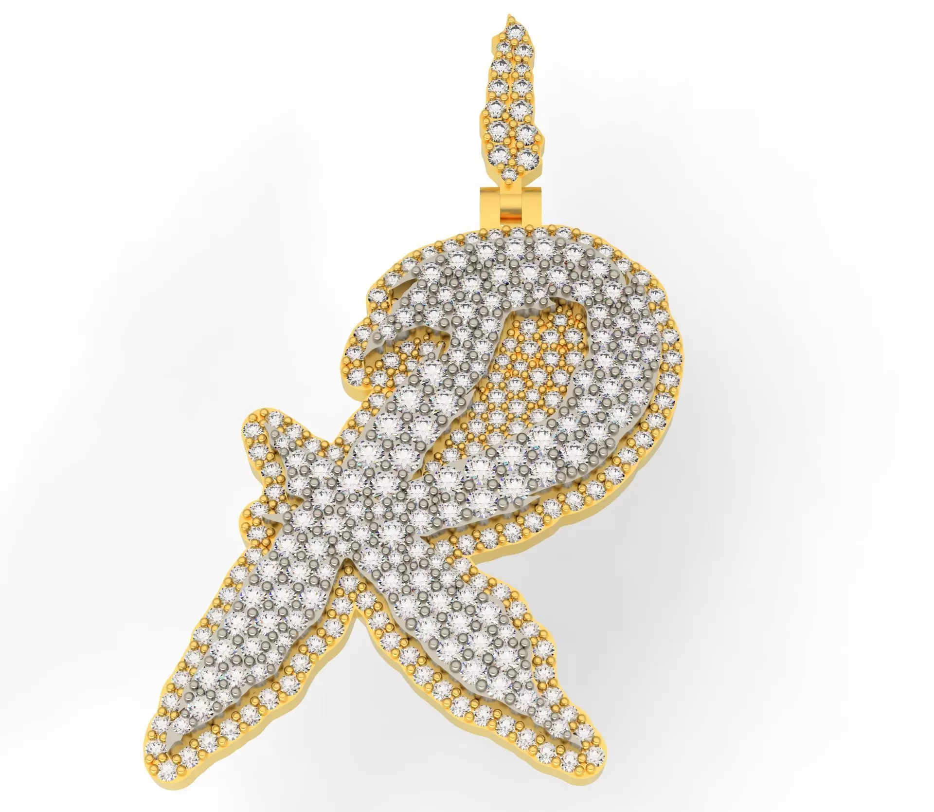 FLOWER SETTING LETTER R 3D print model_0