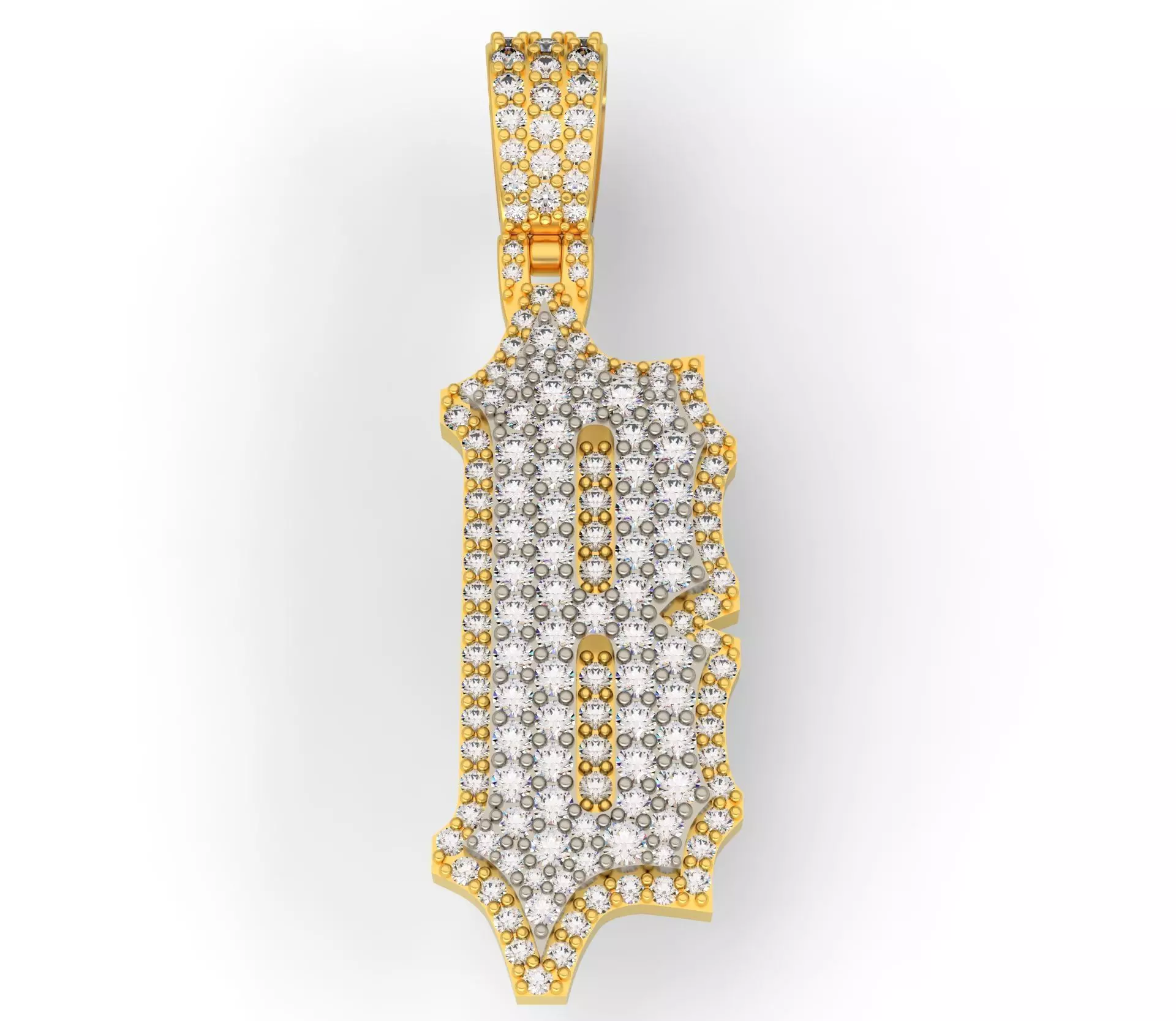 CUSTOM PAVE SETTING LETTER B 3D print model_0