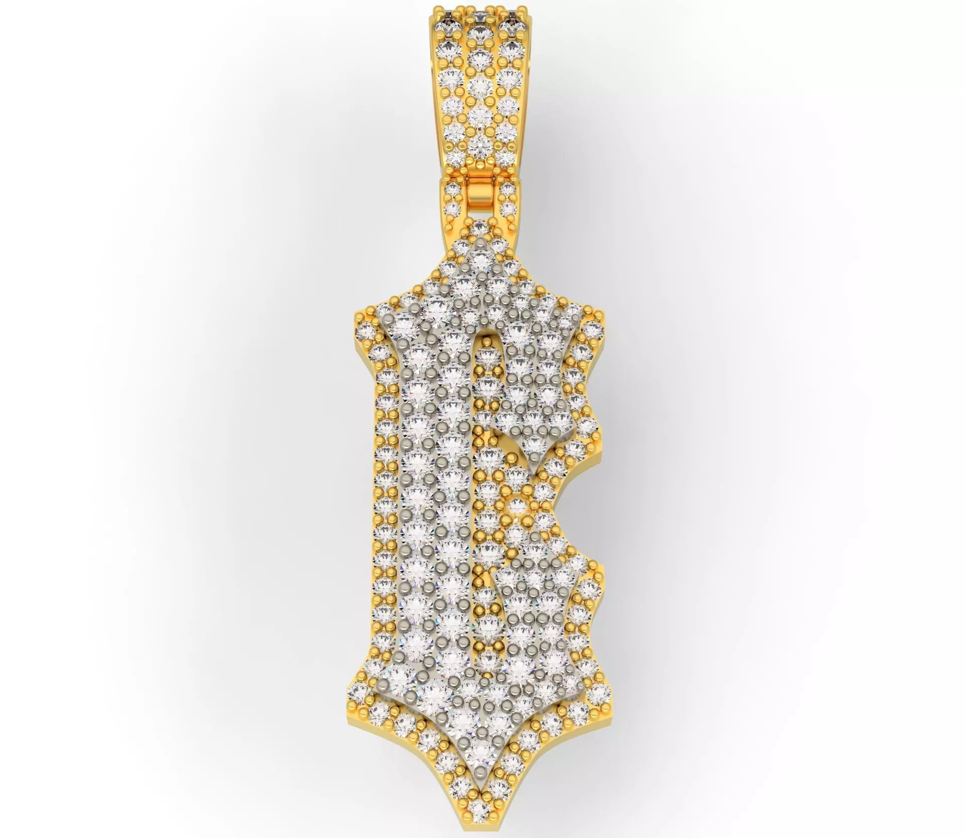 CUSTOM PAVE SETTING LETTER C 3D print model_0