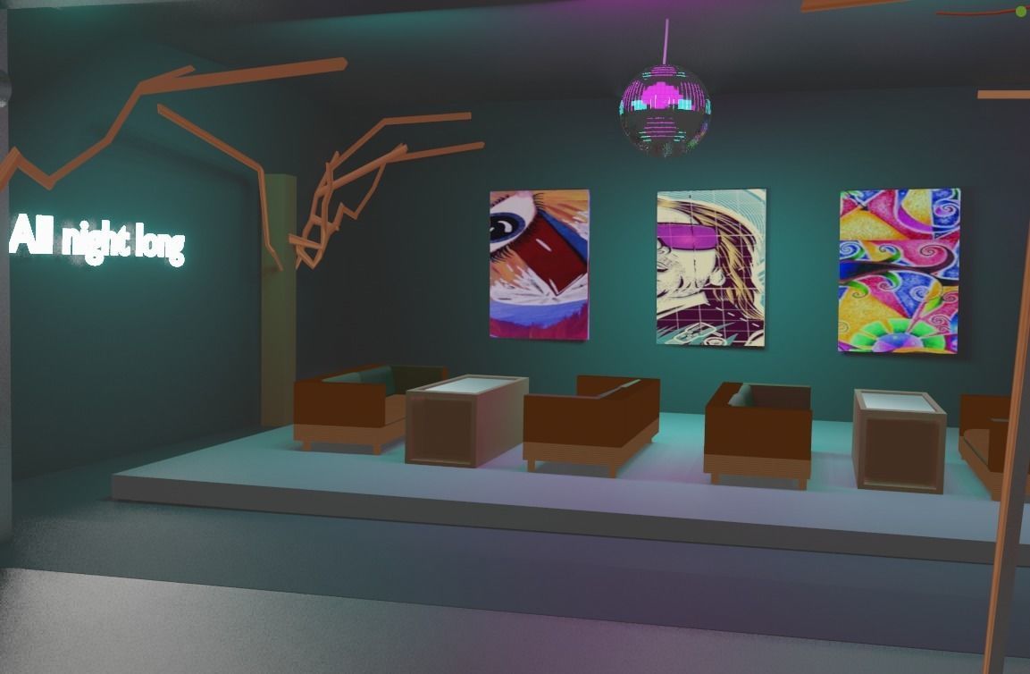 Bar Nightclub interior 3D model_7