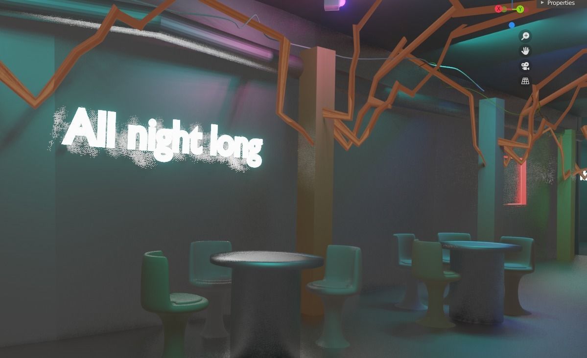 Bar Nightclub interior 3D model_4