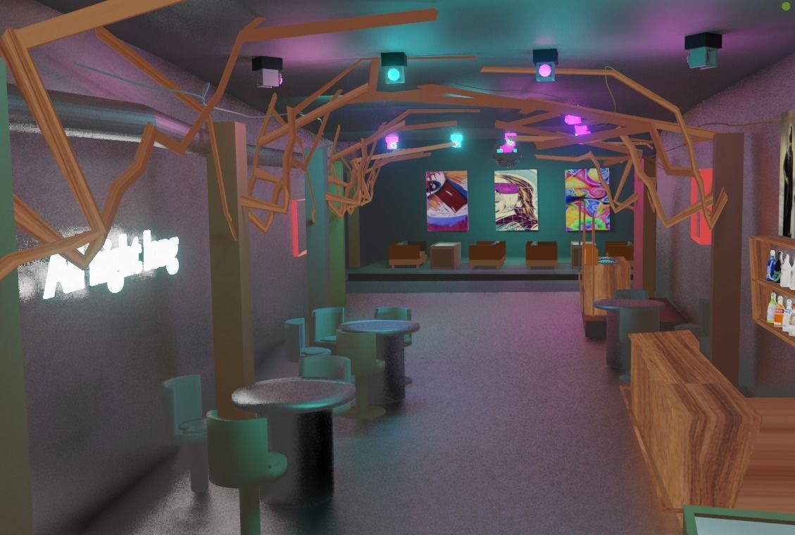 Bar Nightclub interior 3D model_1