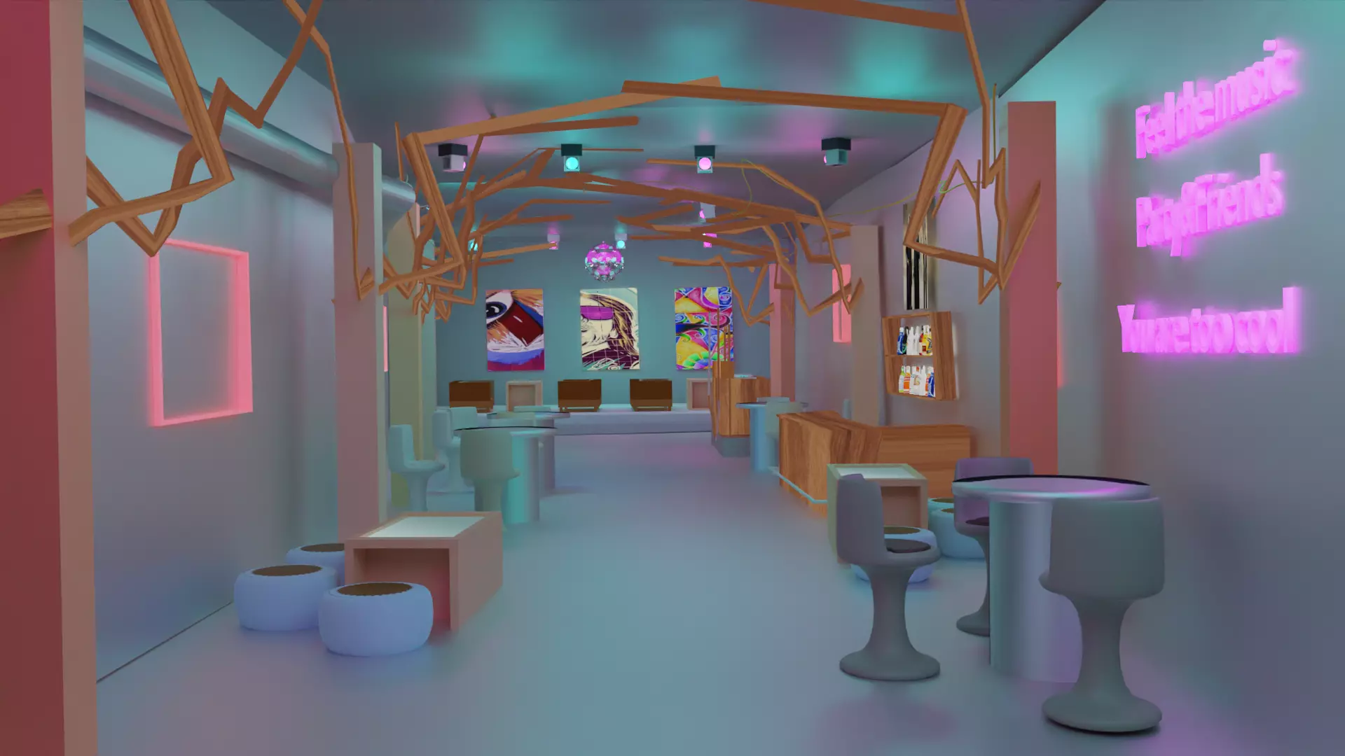 Bar Nightclub interior 3D model_0