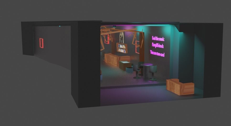 Bar Nightclub interior 3D model_14