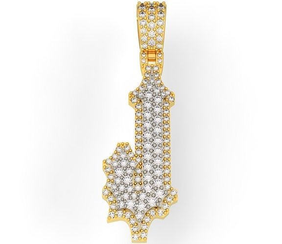 CUSTOM PAVE SETTING LETTER J 3D print model