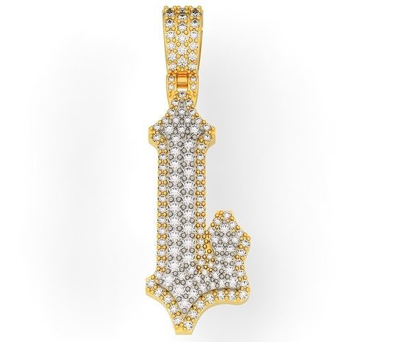 CUSTOM PAVE SETTING LETTER L 3D print model