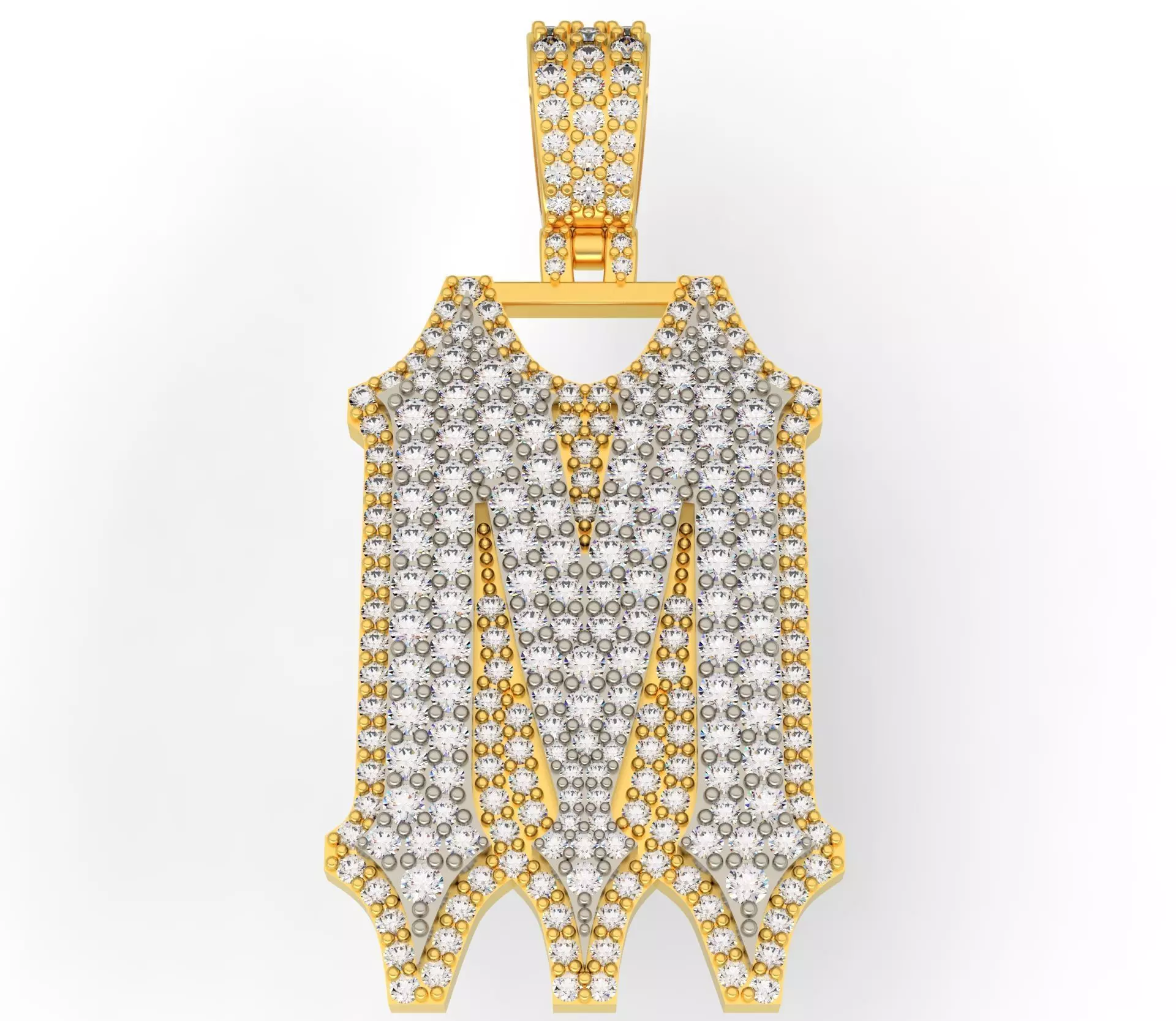 CUSTOM PAVE SETTING LETTER M 3D print model_0