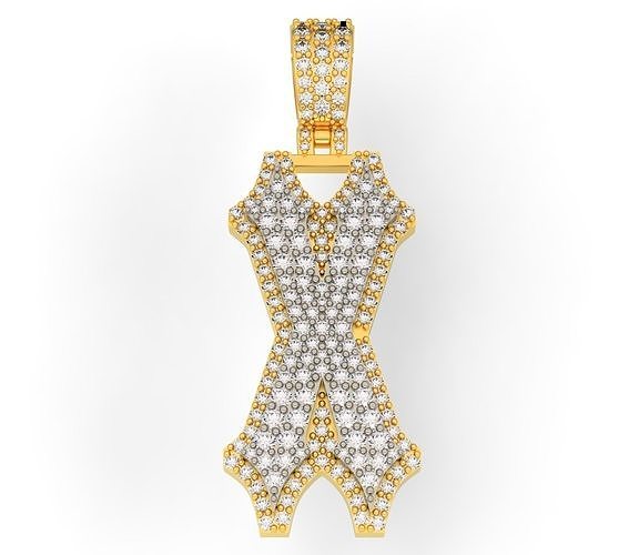 CUSTOM PAVE SETTING LETTER X 3D print model