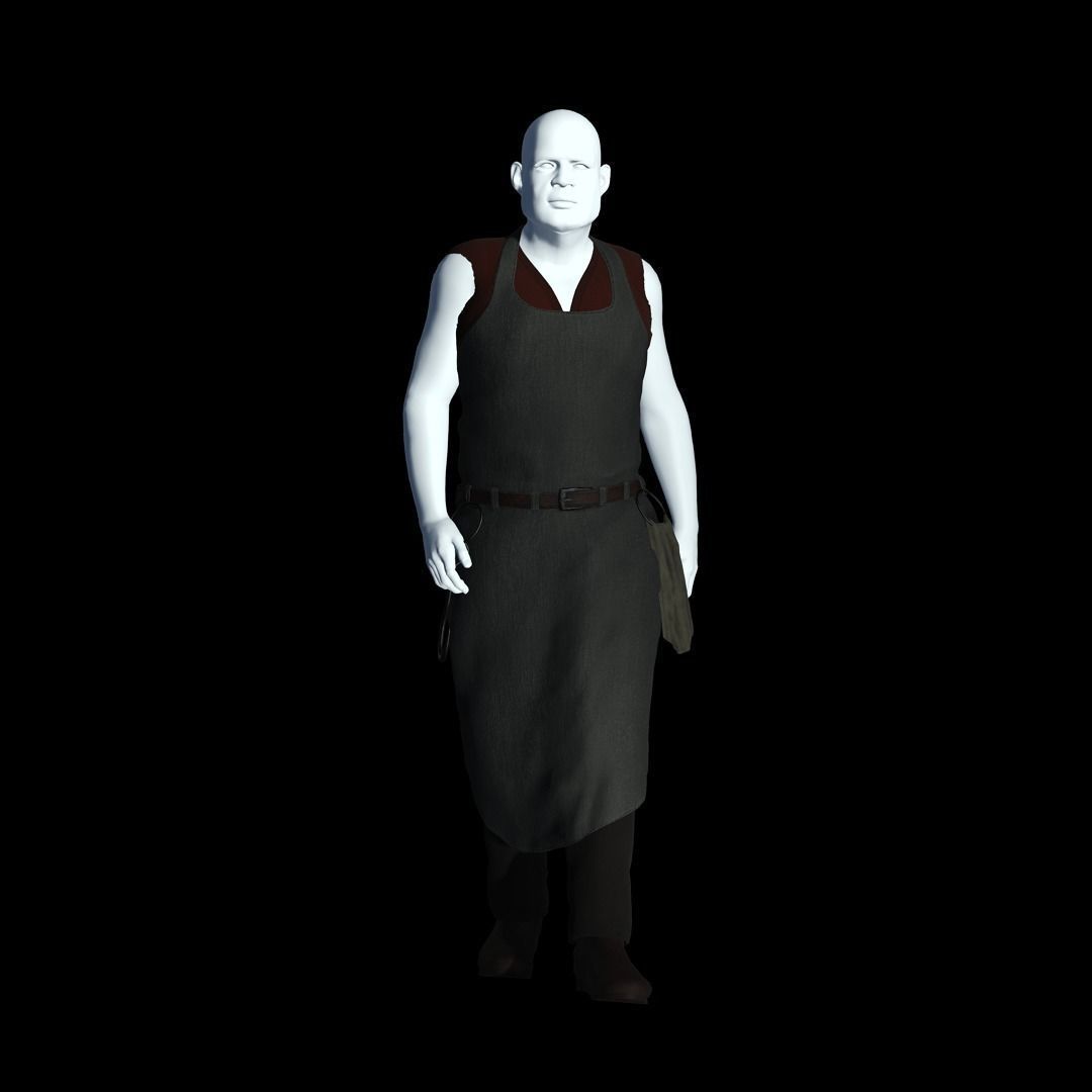Fantasy Tavern Butcher - Fantasy Clothing Low-poly 3D model_2