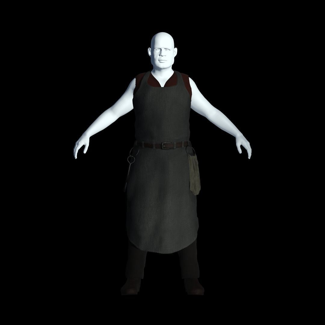 Fantasy Tavern Butcher - Fantasy Clothing Low-poly 3D model_7