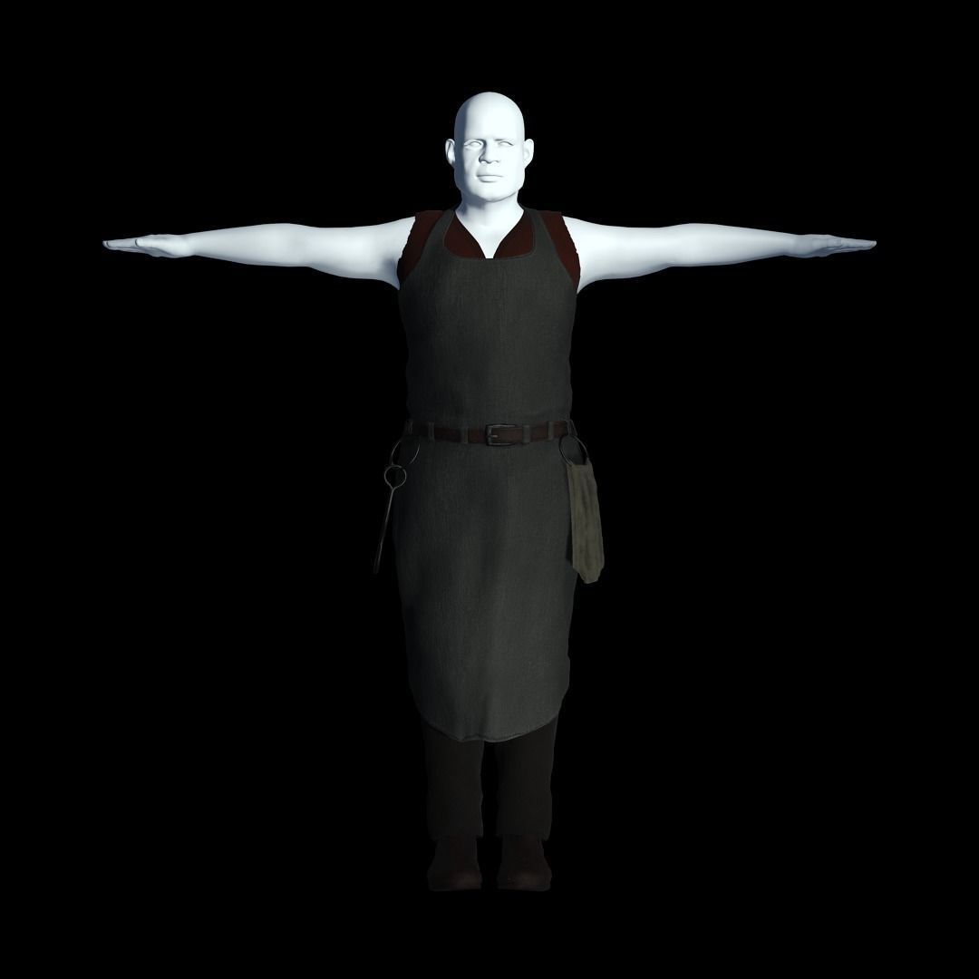 Fantasy Tavern Butcher - Fantasy Clothing Low-poly 3D model_11