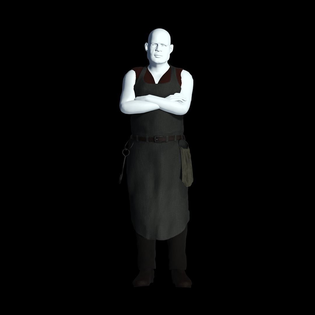 Fantasy Tavern Butcher - Fantasy Clothing Low-poly 3D model_1