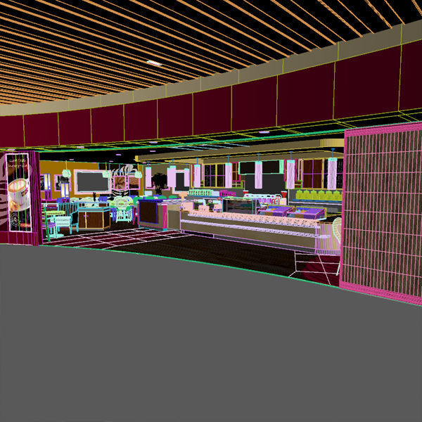 Cafe - Coffee - Restaurant Full Scene 3D model_11