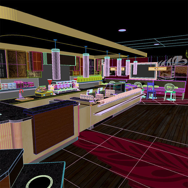 Cafe - Coffee - Restaurant Full Scene 3D model_12