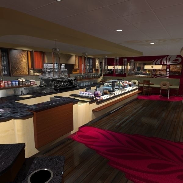 Cafe - Coffee - Restaurant Full Scene 3D model_8