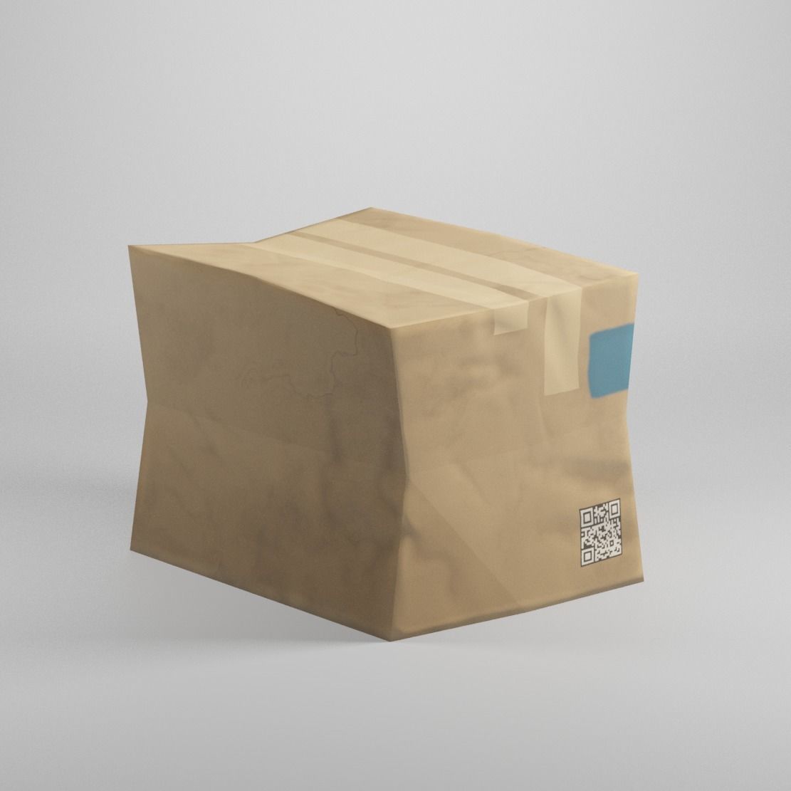 Cardboard Box Low Poly Low-poly 3D model_1