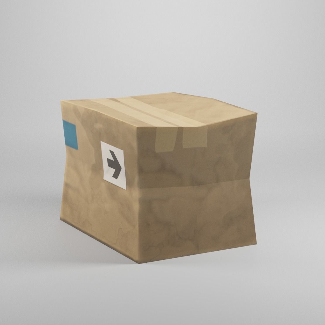Cardboard Box Low Poly Low-poly 3D model_2