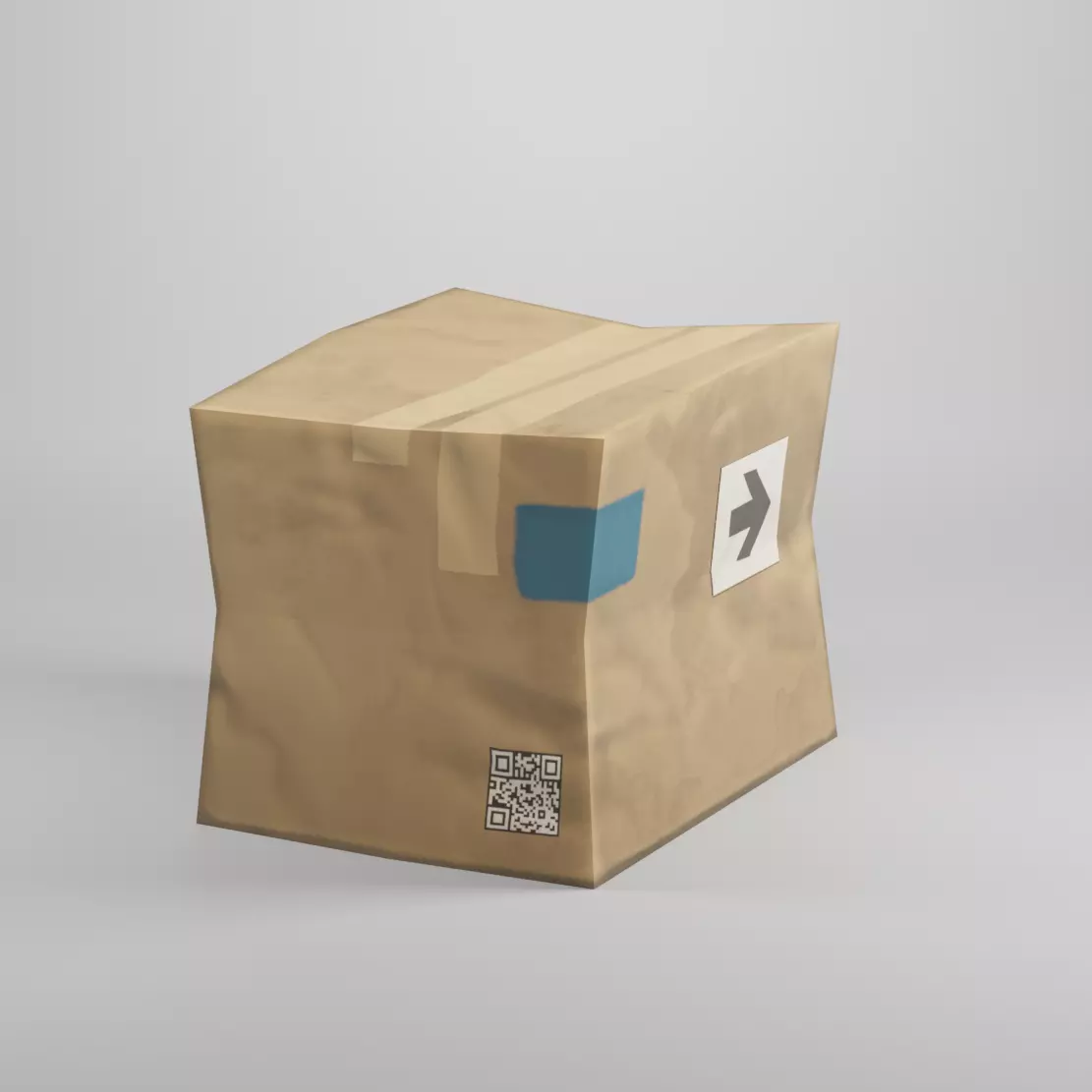 Cardboard Box Low Poly Low-poly 3D model_0