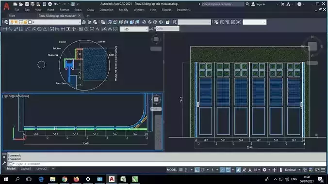 pintu sliding  autocad 2d