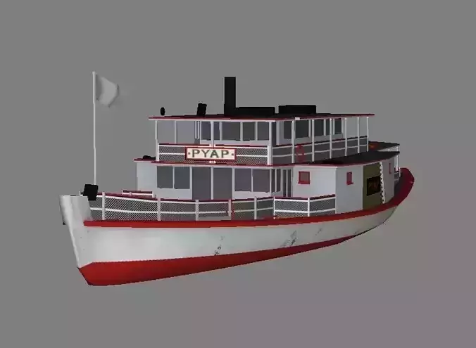 Low Poly Steamboat boat