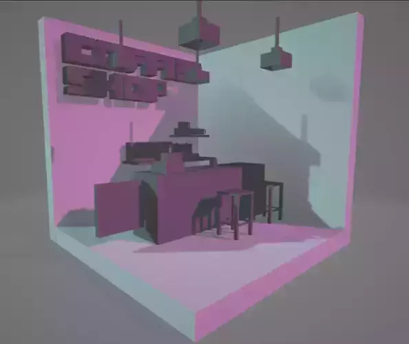 Low poly coffee shop