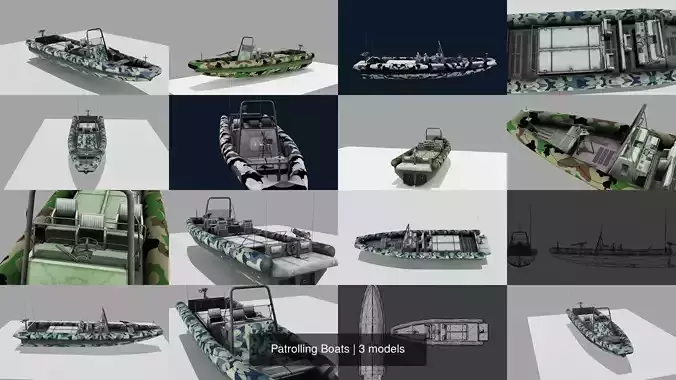 Patrolling Boats 3D Model Collection