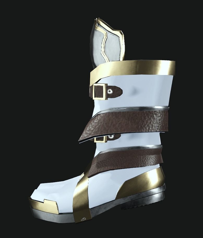 DTS-Model02-Boots1C armored boots - gold Low-poly 3D model_4