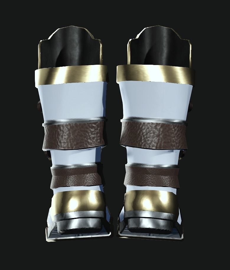 DTS-Model02-Boots1C armored boots - gold Low-poly 3D model_3