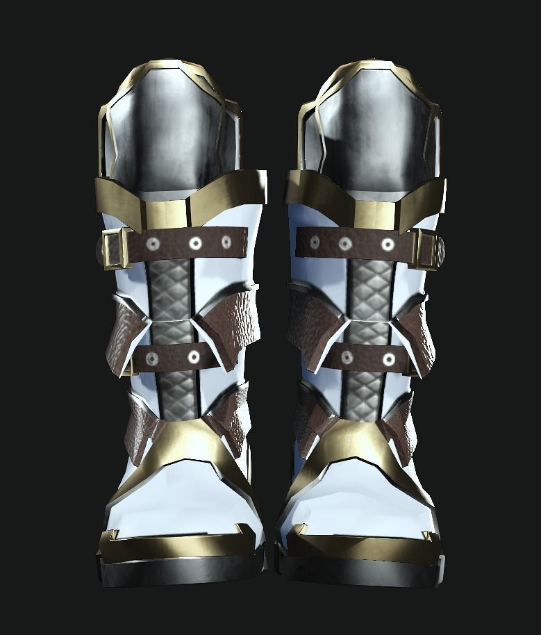 DTS-Model02-Boots1C armored boots - gold Low-poly 3D model_1