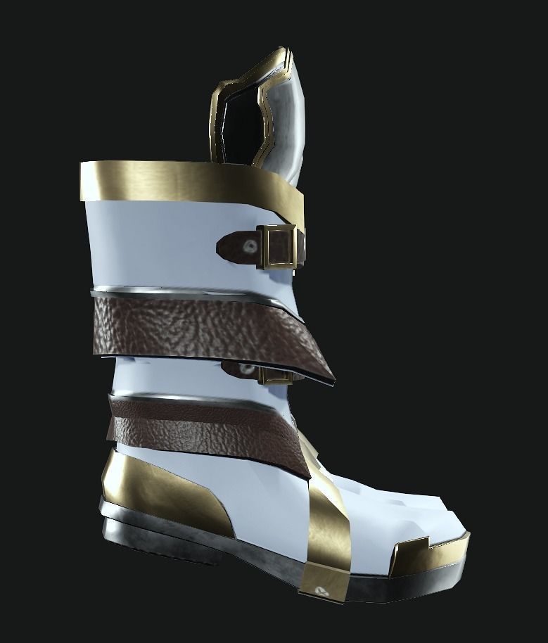 DTS-Model02-Boots1C armored boots - gold Low-poly 3D model_2