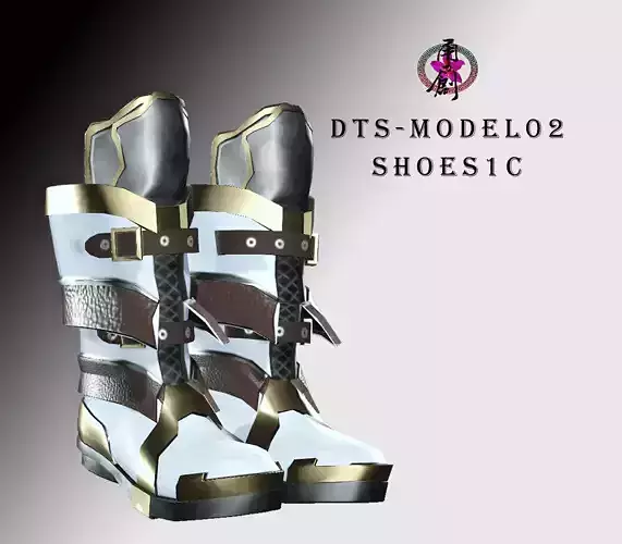 DTS-Model02-Boots1C armored boots - gold Low-poly 3D model