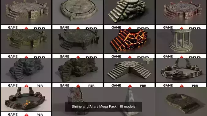 Shrine and Altars Mega Pack 3D Model Collection