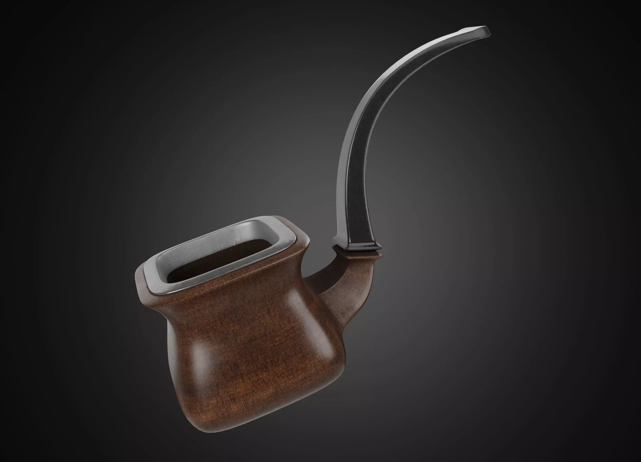 Vintage wooden tobacco pipe smoking 3D model_0