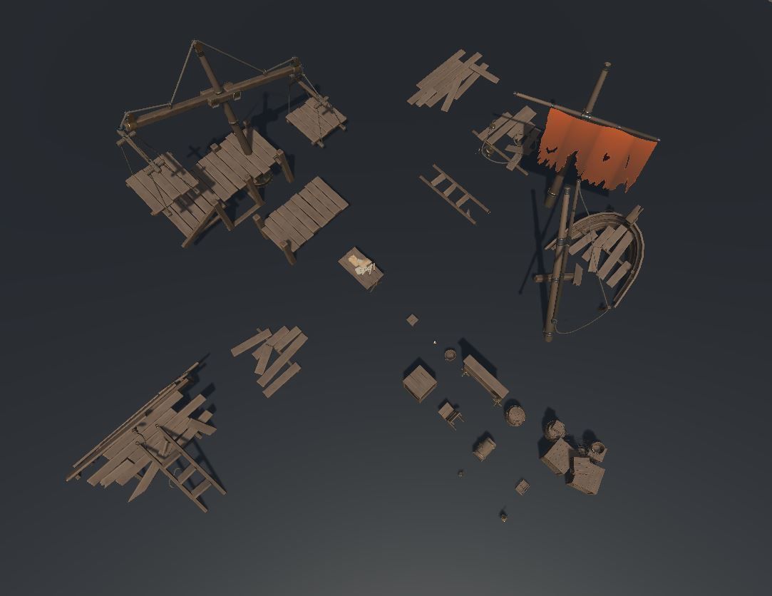 Stylized Shipwreck and Pier 3D game ready assets Low-poly 3D model_3