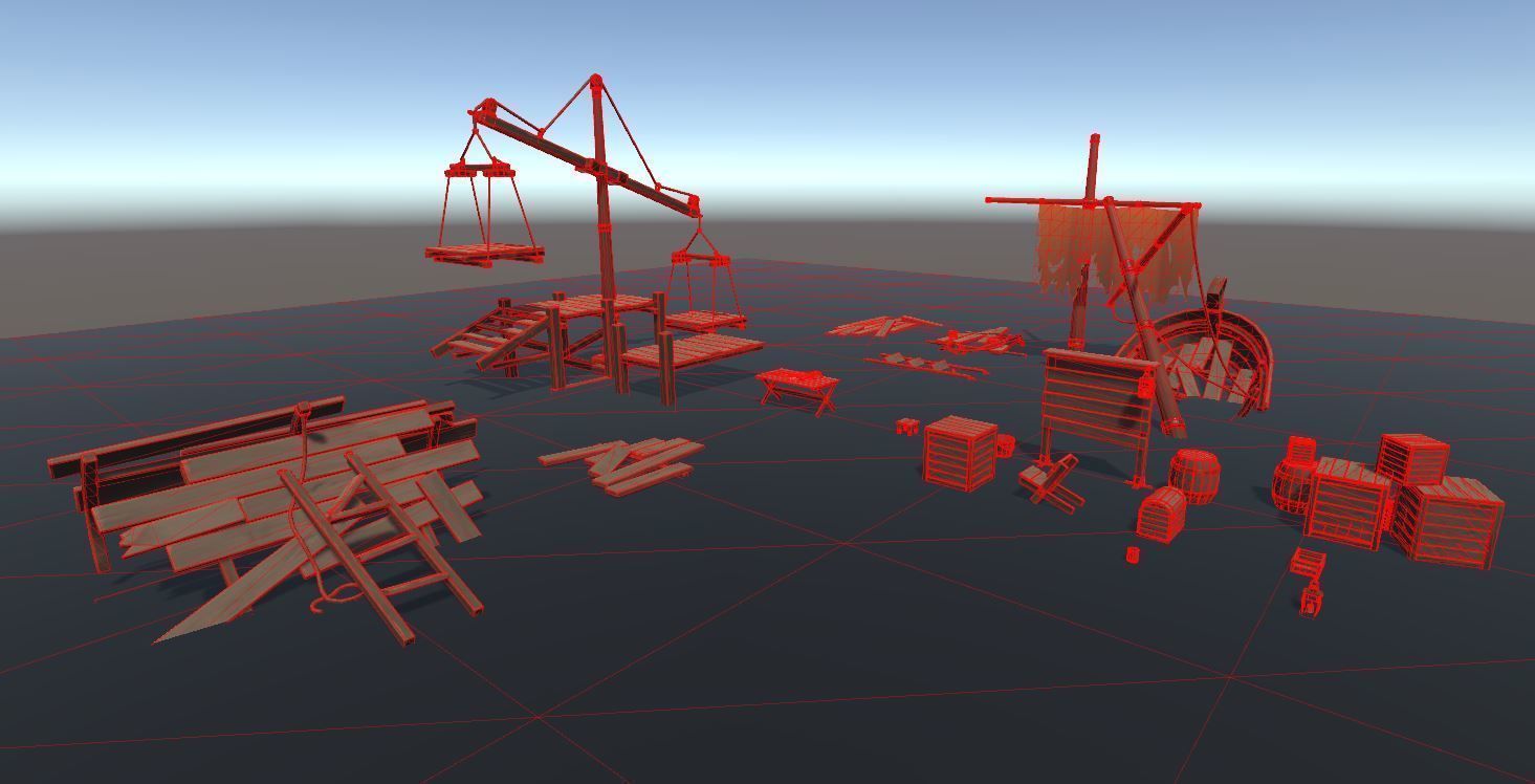 Stylized Shipwreck and Pier 3D game ready assets Low-poly 3D model_5